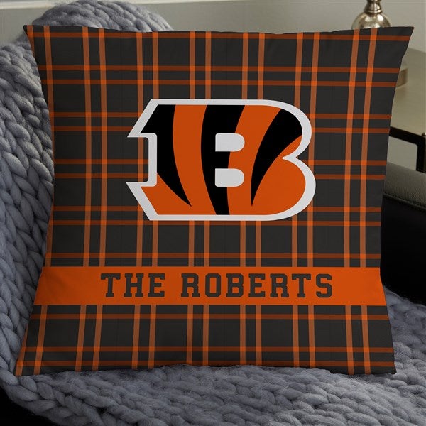 NFL Cincinnati Bengals Plaid Personalized Throw Pillow - 46442