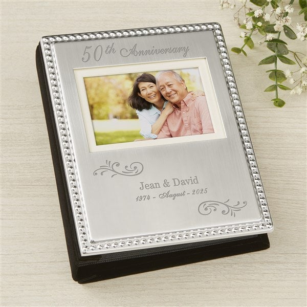 Anniversary Memories Engraved Silver Beaded Mini Photo Album  - 46823