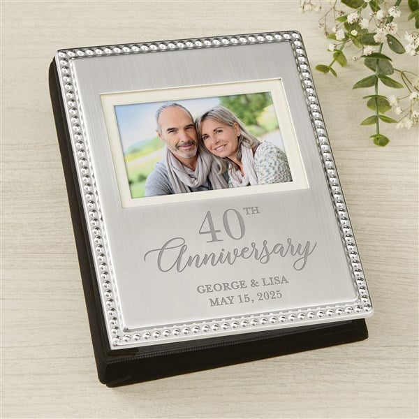 Anniversary Engraved Silver Beaded Mini Photo Album  - 46833