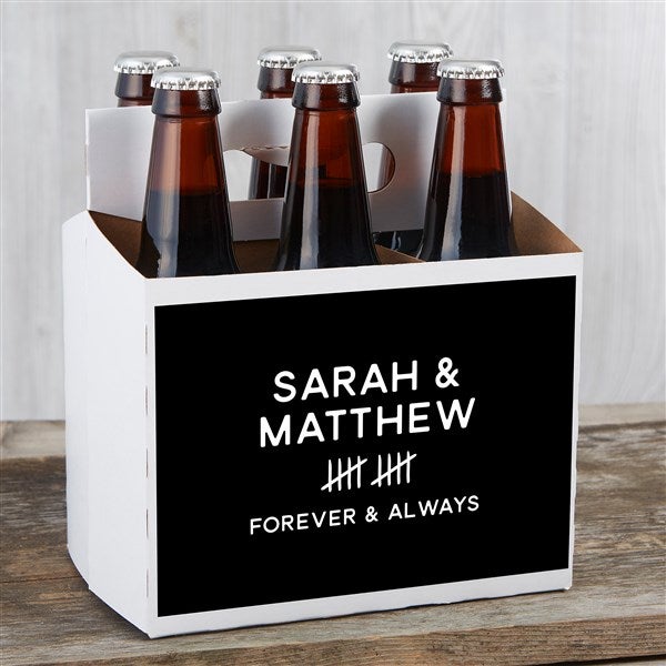 Anniversary Tally Personalized Beer Bottle Labels & Bottle Carrier  - 46971