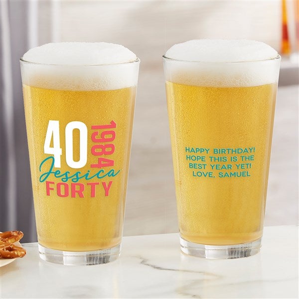 Timeless Birthday Personalized Beer Glasses - 47222