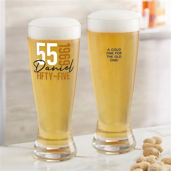 Timeless Birthday Personalized Beer Glasses - 47222