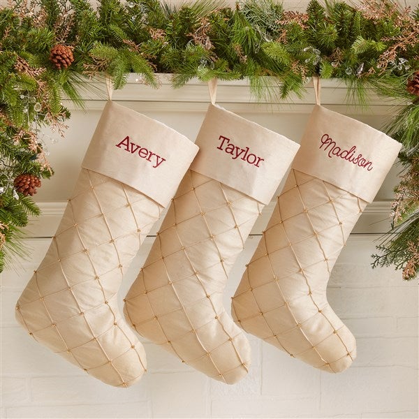 Elegantly Golden Embroidered Christmas Stocking - 47257