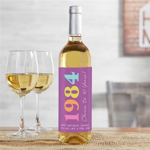 Birthday Year Personalized Wine Bottle Label - 47260