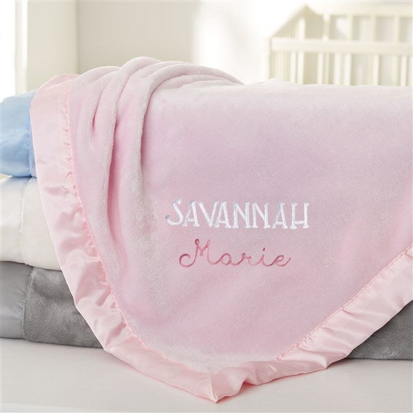 Lovely Names Embroidered Satin Trim Baby Blanket - 47296