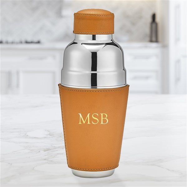 Personalized Leather Wrapped Cocktail Shaker  - 47309D