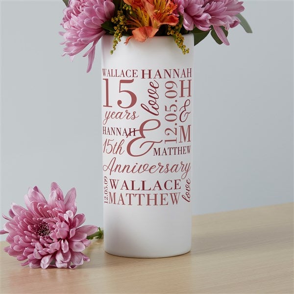 Eternal Love Personalized White Anniversary Flower Vase  - 47334