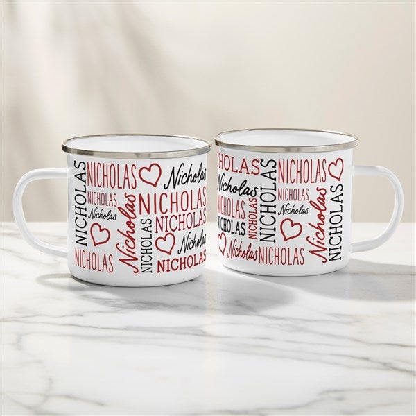 Repeating Name Heart Personalized Enamel Mug - 47429