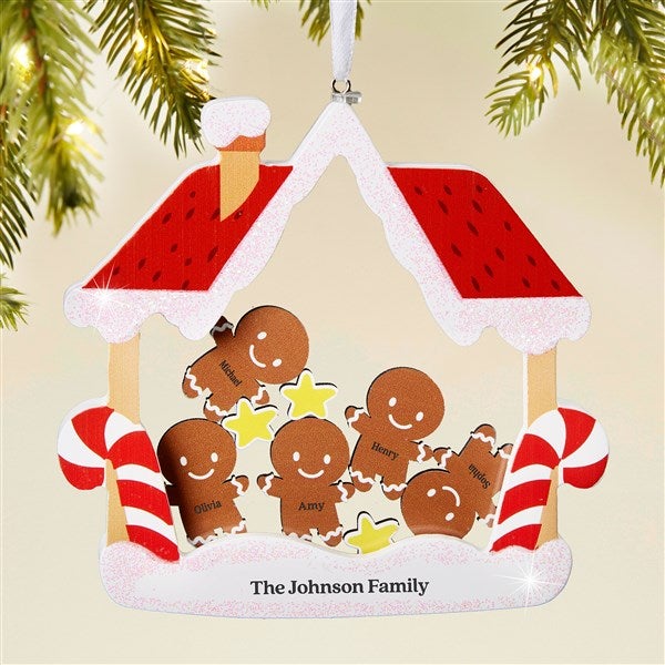 Gingerbread Personalized Family Wood Shaker Ornament - 47475