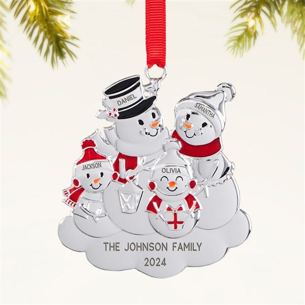 Snowman Family Personalized Metal Ornament - 47485