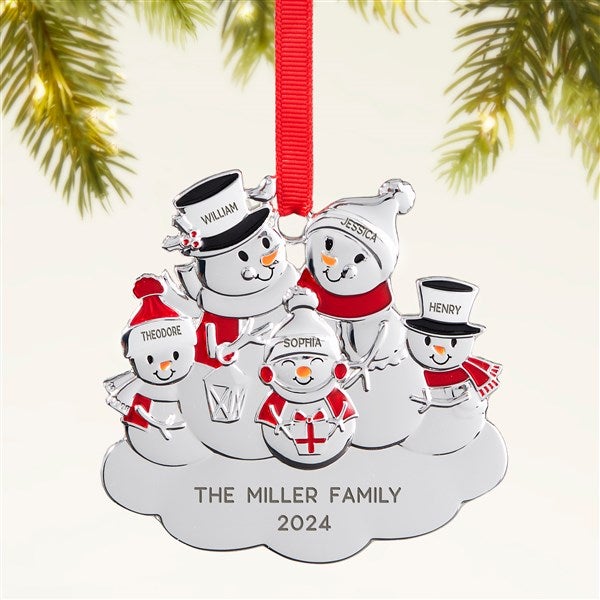 Snowman Family Personalized Metal Ornament - 47485