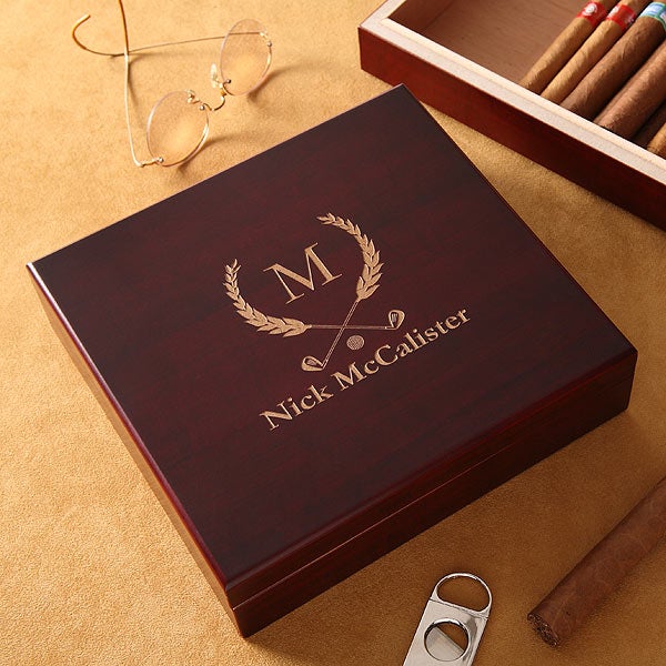 Personalized Cigar Humidor - Engraved Virginia Tech Team Logo Design