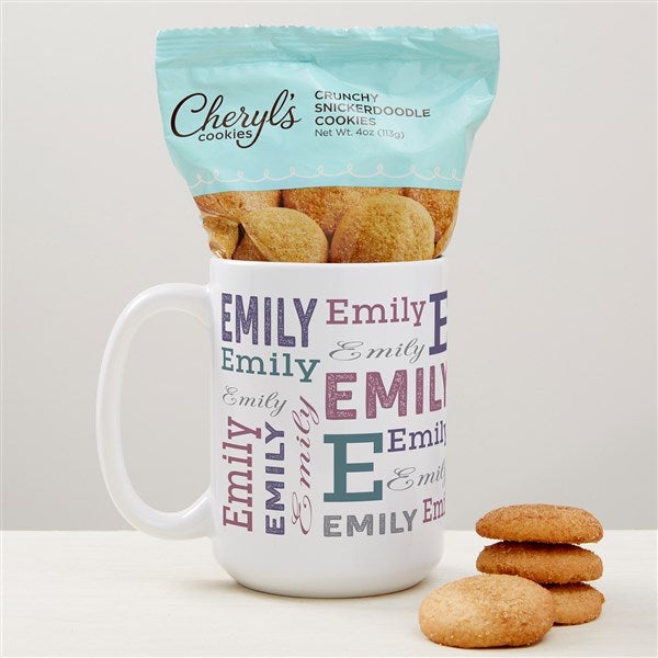 Trendy Repeating Name Personalized Coffee Mug with Cheryl&#39;s Cookies - 47612