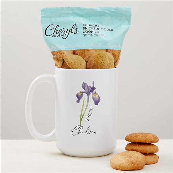 Birth Month Flower Personalized Coffee Mug with Cheryl&#39;s Cookies - 47615