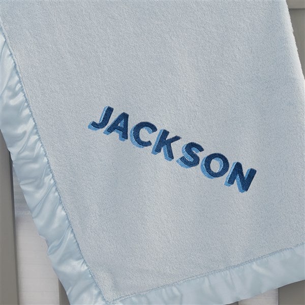 Shadow Name Embroidered Satin Trim Baby Blanket - 47650