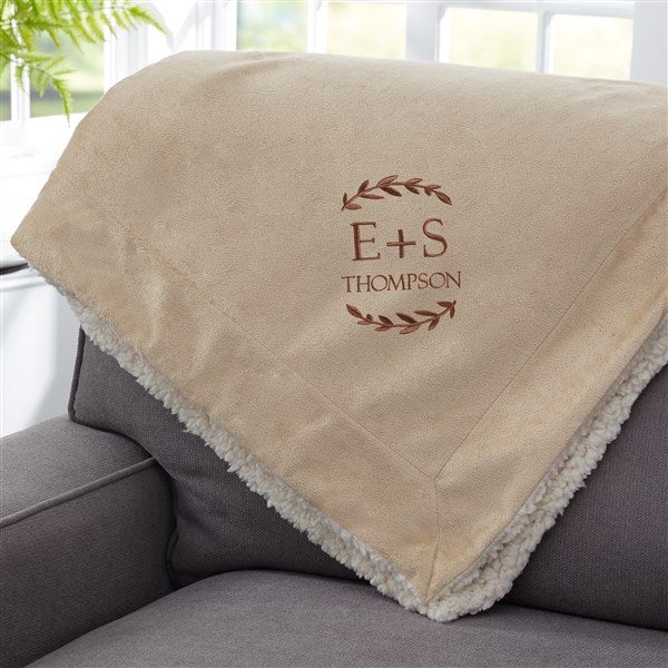 Wedding Initials Embroidered Sherpa Blanket - 47822