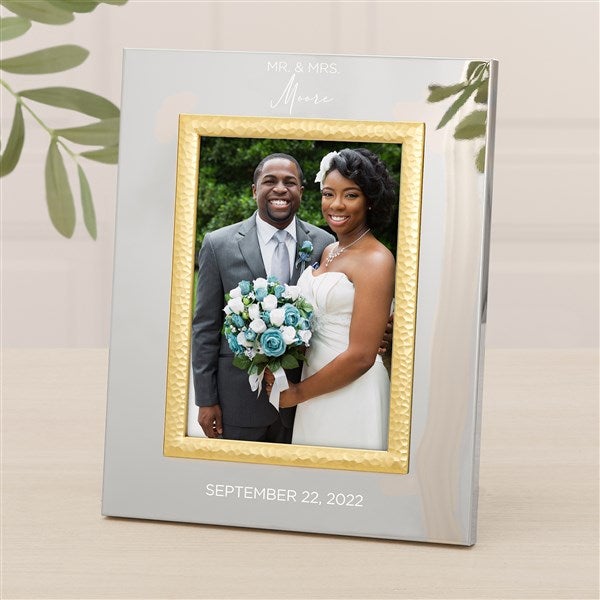 Elegant Couple Personalized Silver & Gold Hammered Frame - 47827
