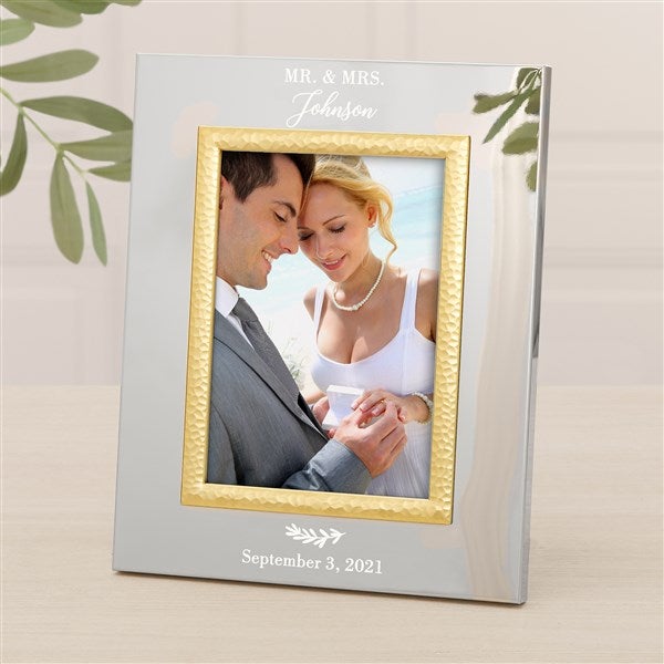 Laurels Of Love Personalized Silver & Gold Hammered Frame - 47829