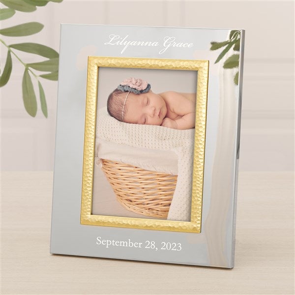 Personalized Silver & Gold Baby Hammered Picture Frames - 47830