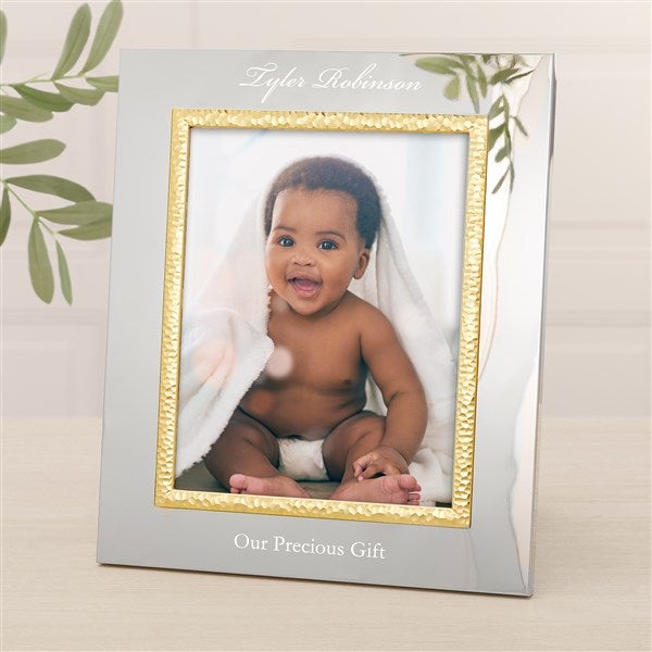 Personalized Silver & Gold Baby Hammered Picture Frames - 47830
