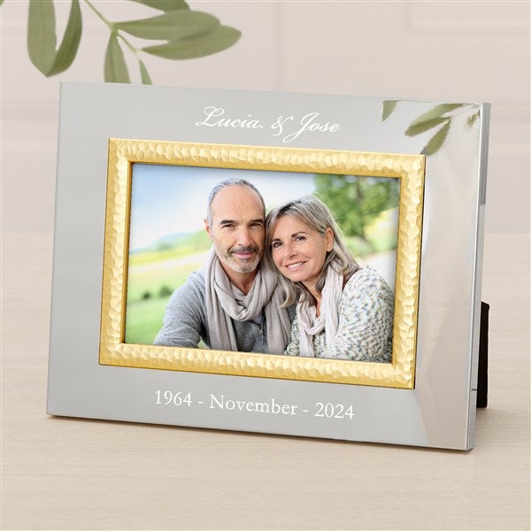 Personalized Silver & Gold Anniversary Hammered Picture Frame  - 47831