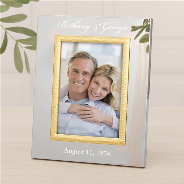 Personalized Silver & Gold Anniversary Hammered Picture Frame  - 47831