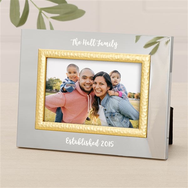 Family Forever Personalized Silver & Gold Hammered Frame - 47832