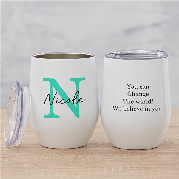 Simple Signature Personalized Stainless Insulated Wine Cup  - 48076