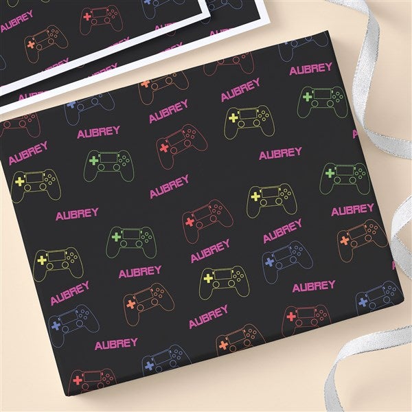 Neon Gaming Personalized Wrapping Paper - 48100