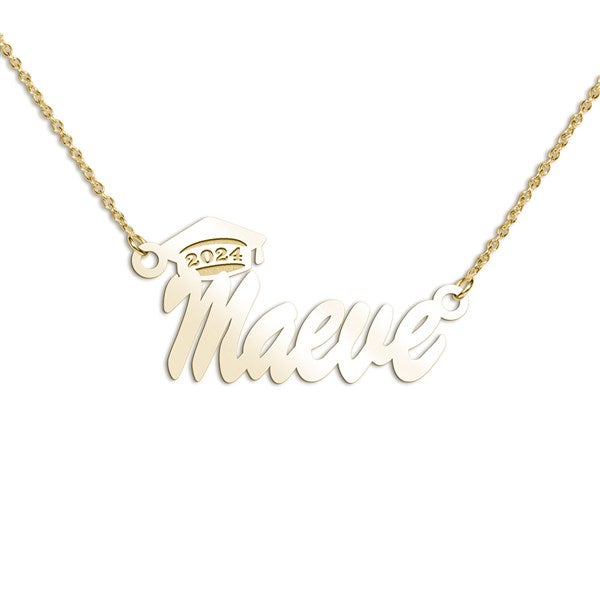 Personalized Graduation Cap Script Name Necklace  - 48139D