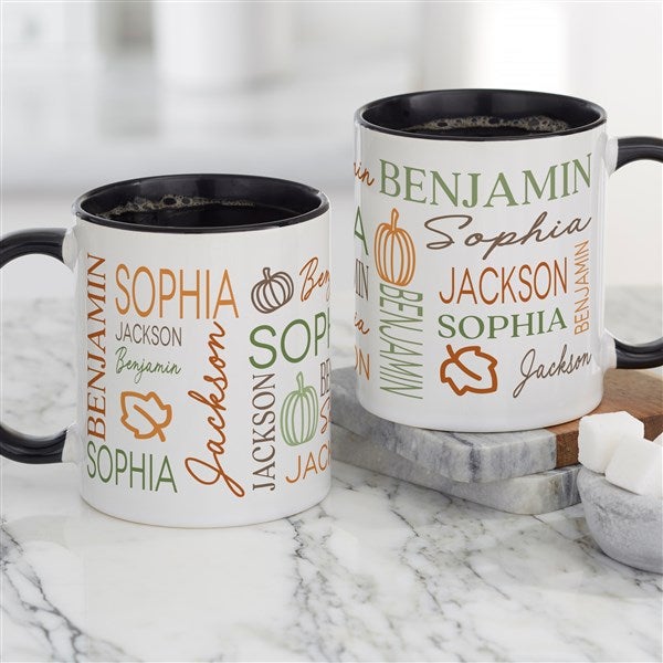 Fall Repeating Name Personalized Coffee Mugs - 48142