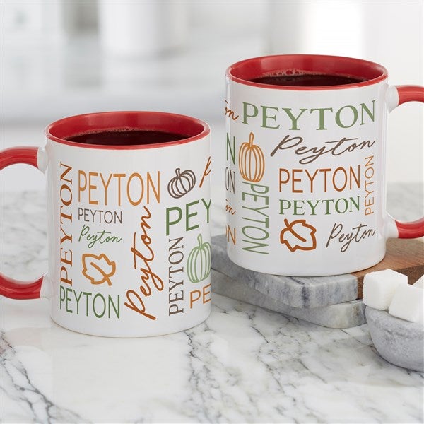 Fall Repeating Name Personalized Coffee Mugs - 48142