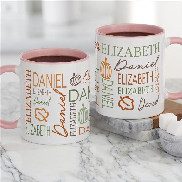 Fall Repeating Name Personalized Coffee Mugs - 48142