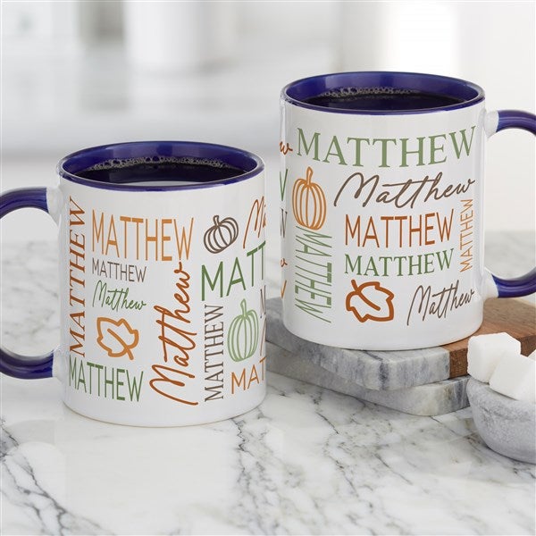 Fall Repeating Name Personalized Coffee Mugs - 48142