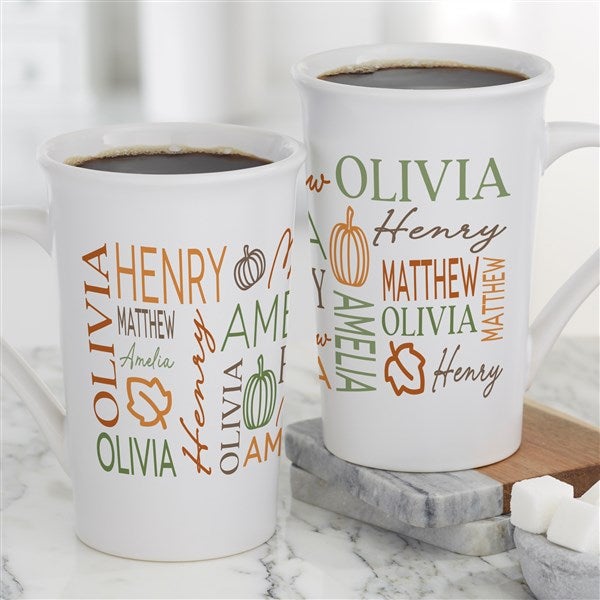 Fall Repeating Name Personalized Coffee Mugs - 48142