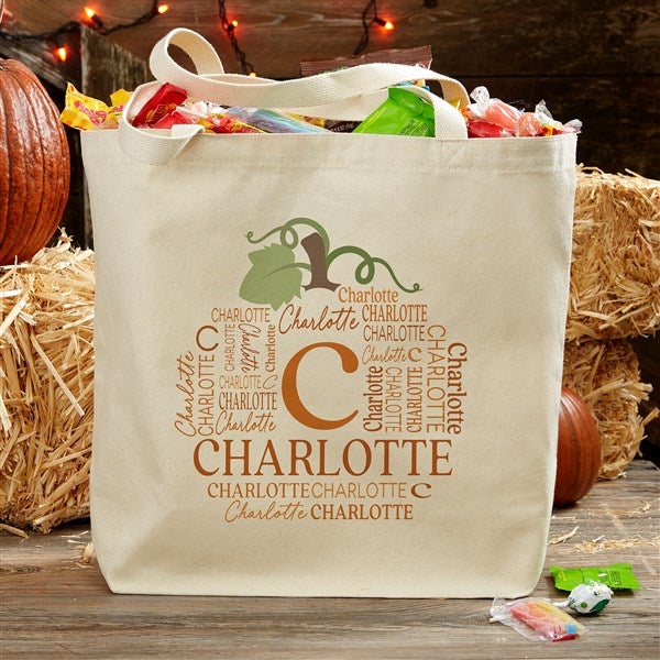 Fall Repeating Name Personalized Canvas Tote Bags - 48150