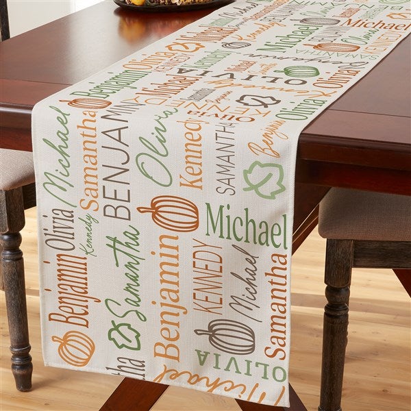 Fall Repeating Name Personalized Table Runner - 48151