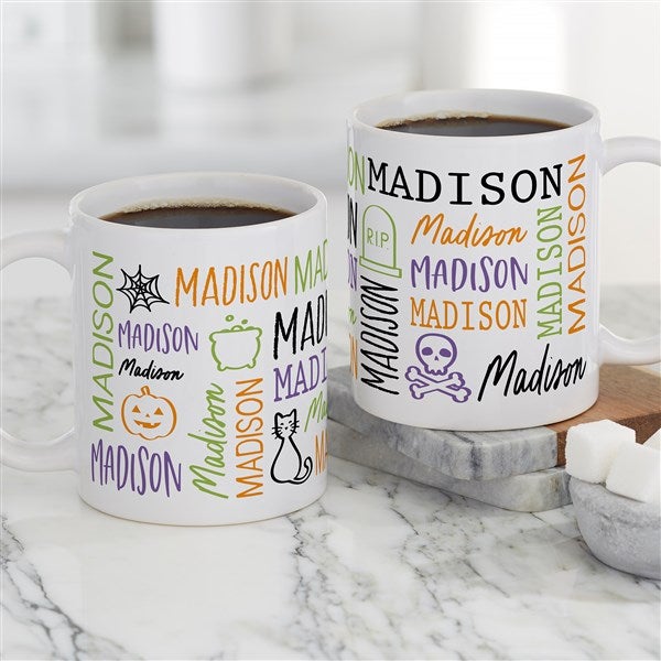 Halloween Repeating Name Personalized Coffee Mugs - 48166