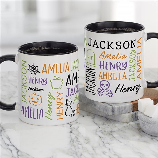 Halloween Repeating Name Personalized Coffee Mugs - 48166