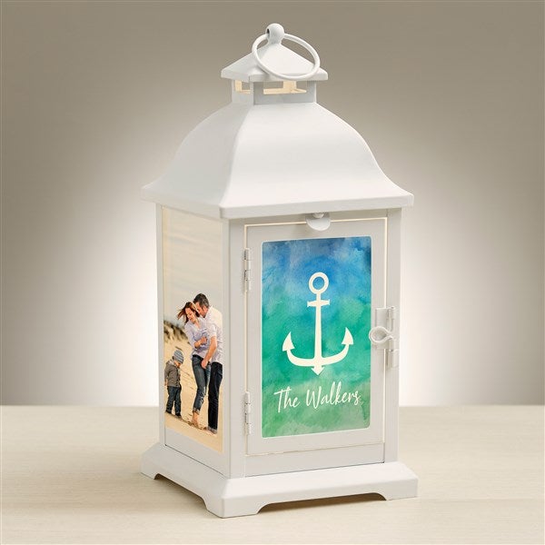 Seaside Watch Personalized White Metal Lantern - 48438