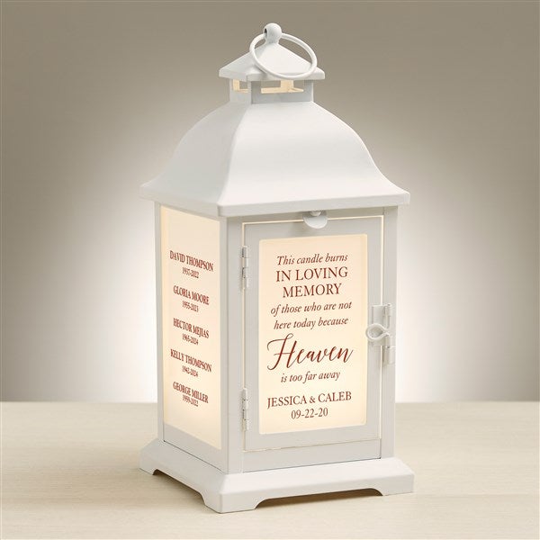 Wedding Memorial Personalized White Metal LED Lantern - 48446