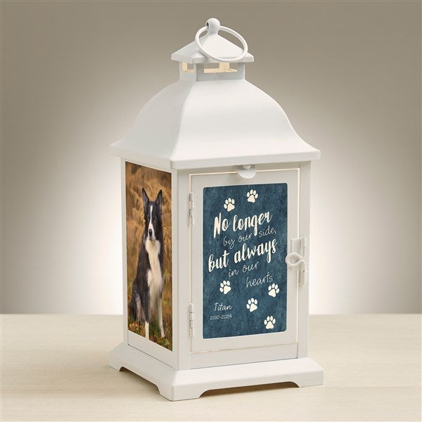 Paw Prints On My Heart Personalized White Metal LED Lantern - 48455