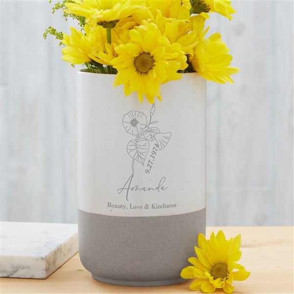 Birth Month Flower Personalized Cement Vase - 48457