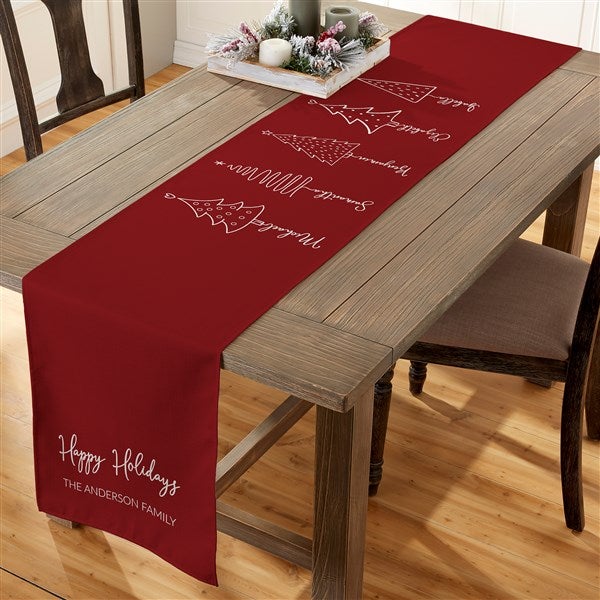 Scripted Christmas Tree Personalized Table Runner - 48554