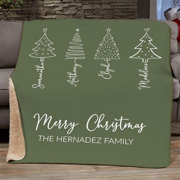 Scripted Christmas Tree Personalized Blanket - 48559