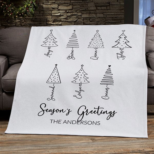 Scripted Christmas Tree Personalized Blanket - 48559