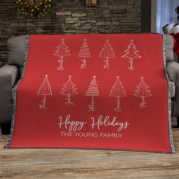 Scripted Christmas Tree Personalized Blanket - 48559