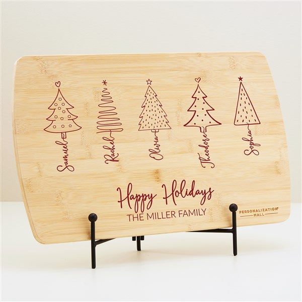 Scripted Christmas Tree Personalized Wood Cutting Board - 48561