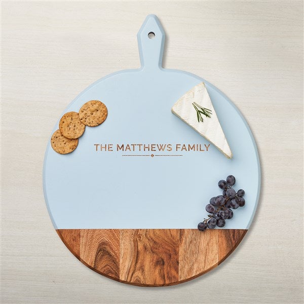 Personalized Acacia Blue Round Board with Handle - 48612D