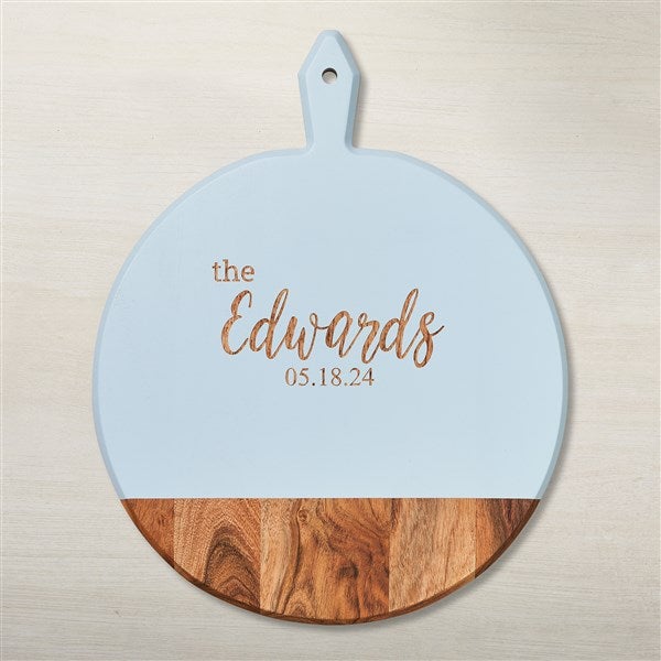 Personalized Acacia Blue Round Board with Handle - 48612D